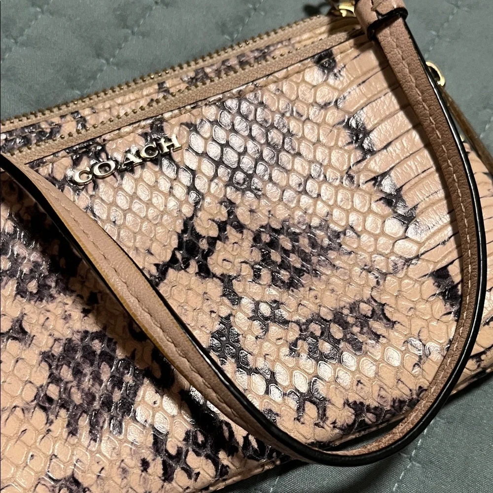 Coach Beige Snake Print small Clutch